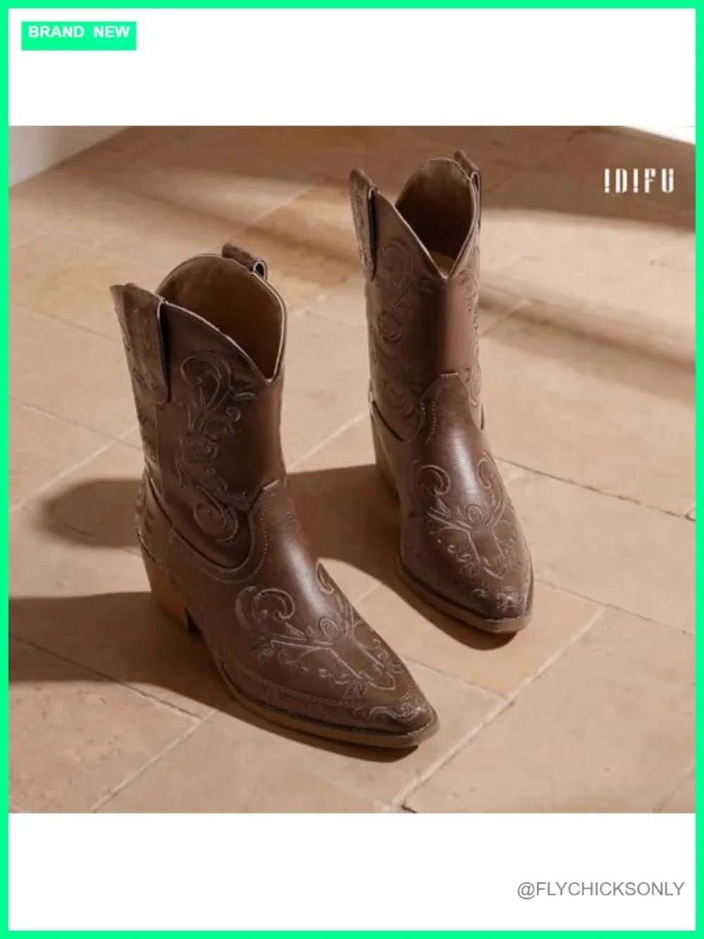 Cowboy Ankle Boots for Women Embroidered Pointed Toe Chunky Heel Western